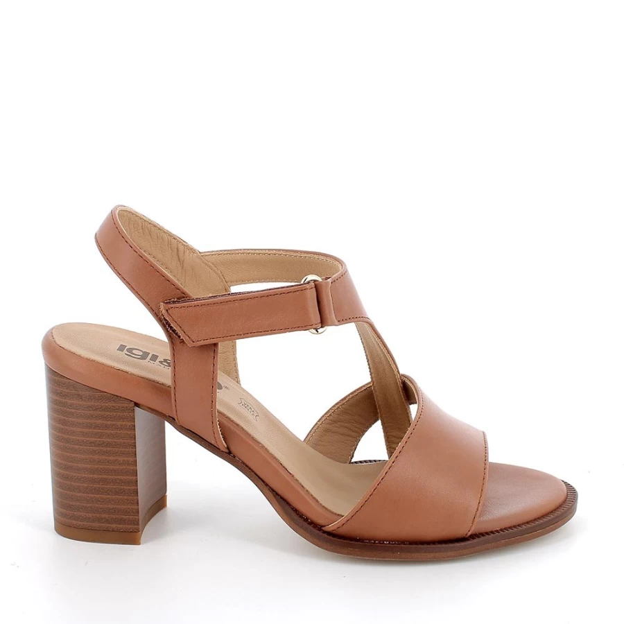 "Igi&Co Women's Brown Leather Heeled Sandals"