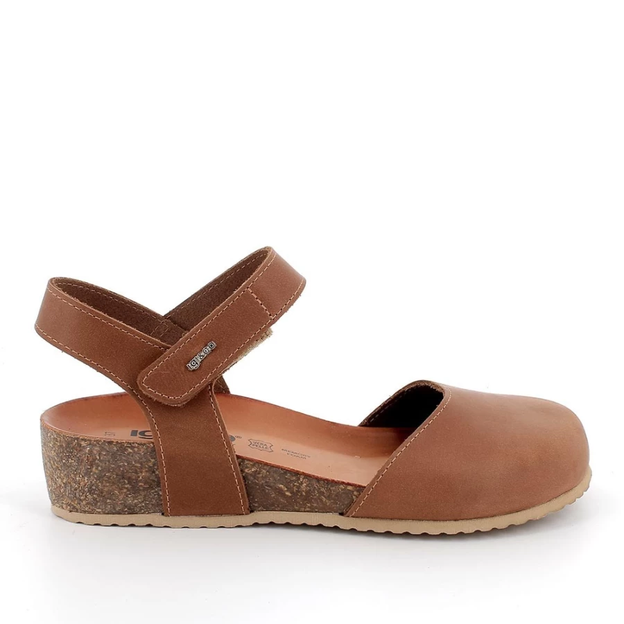 "Igi&Co Women's Leather Sandals in Cognac Color"
