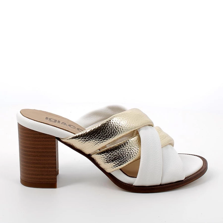 "Igi&Co Women's Platinum White Heeled Sandals – Elegant Ladies Dress Sandals"