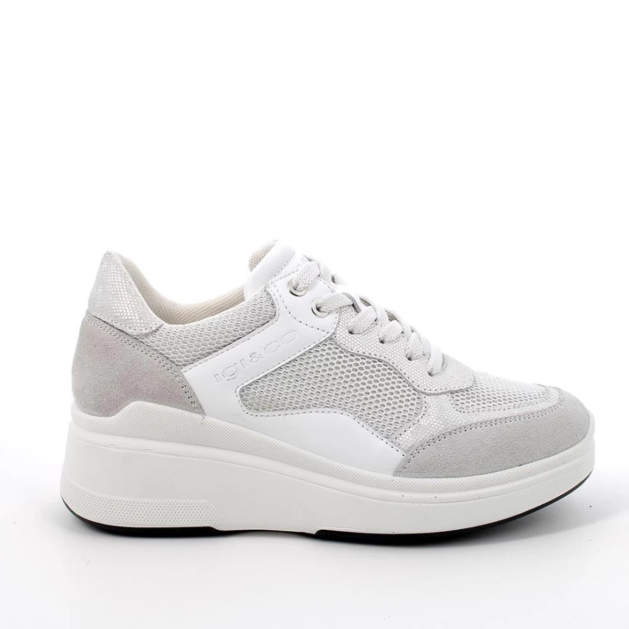 "Igi&Co Women's White-Silver Wedge Sneakers for Style and Comfort"