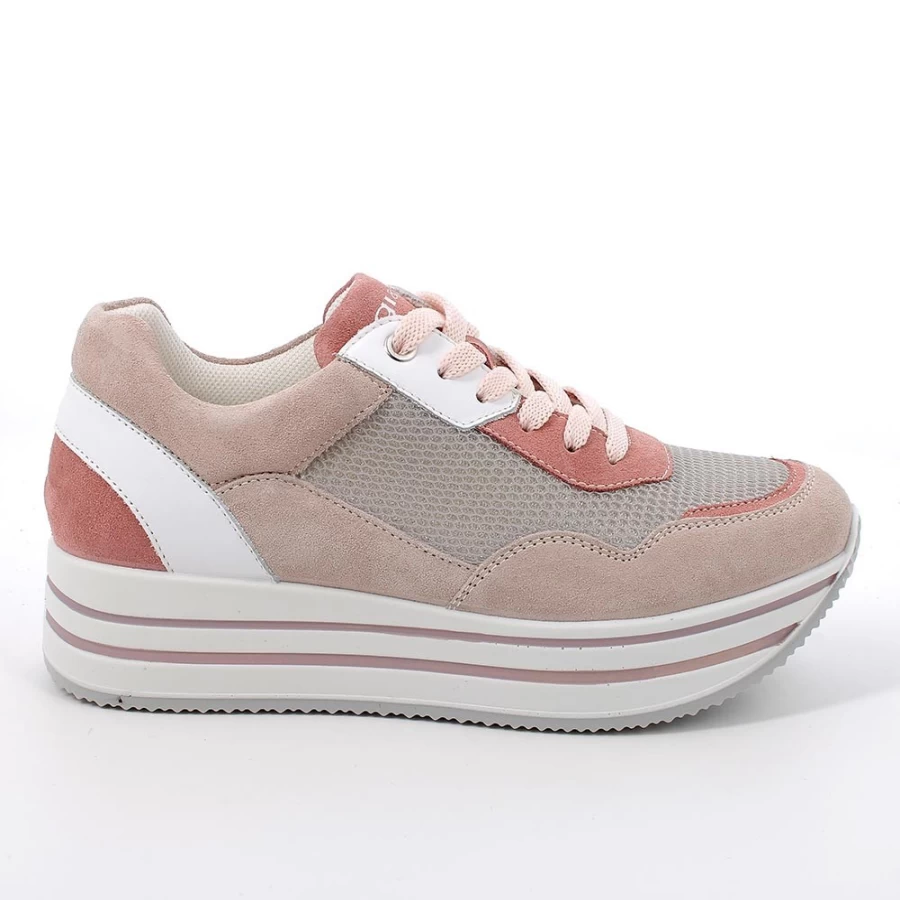 "Igi&Co Women's Powder-White Wedge Sneakers - Stylish & Comfortable Footwear"
