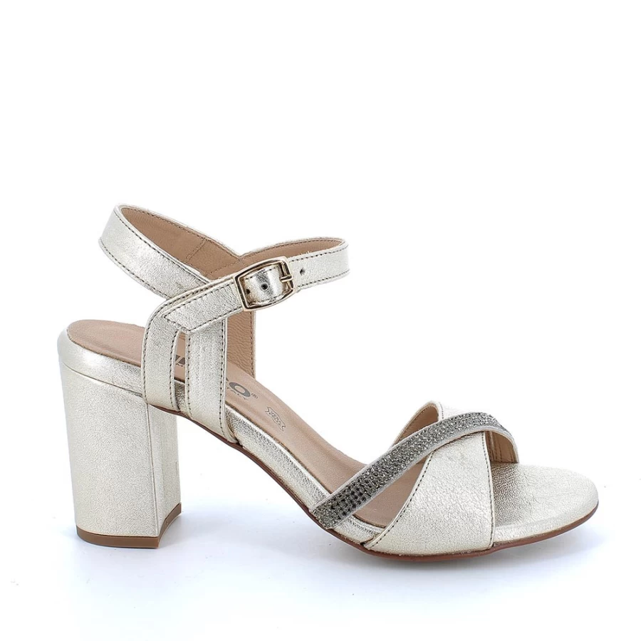"Igi&Co Women's Platinum Leather Sandals with Heel – Stylish & Comfortable"