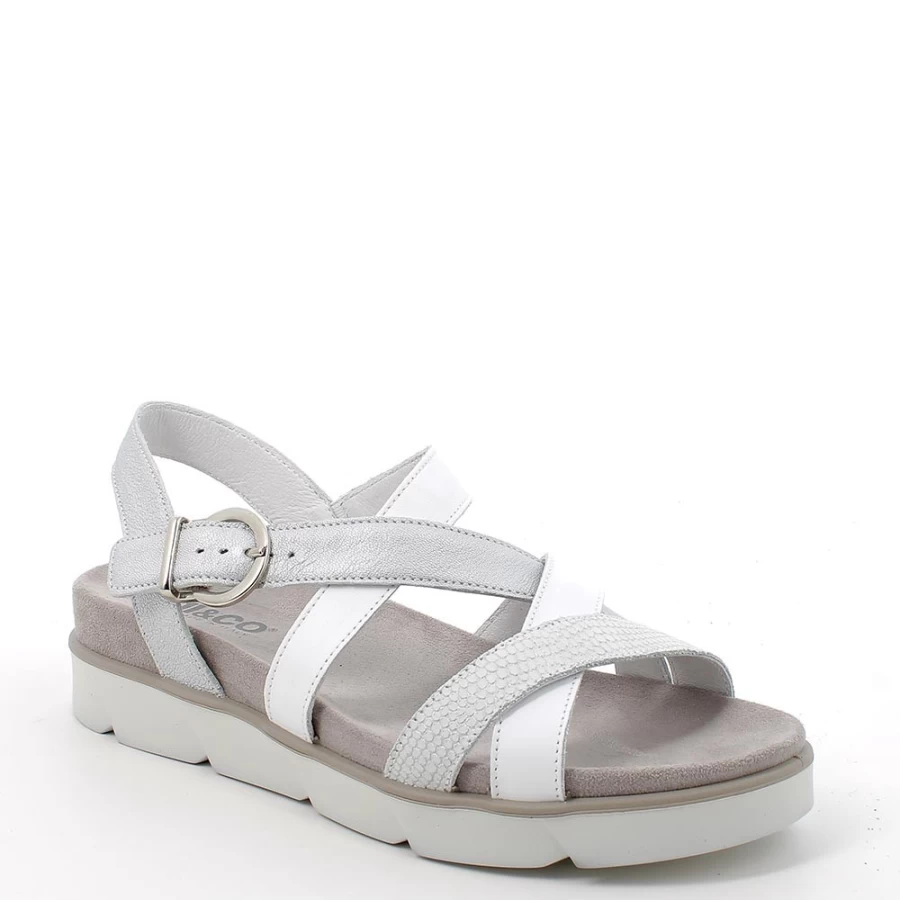 "Igi&Co Women's Leather Sandals in Silver-White"