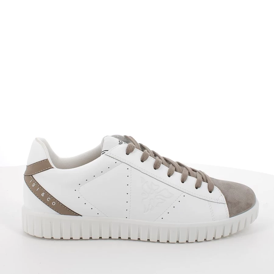 Igi&Co Men's White & Dark Beige Sneakers - Casual Athletic Shoes