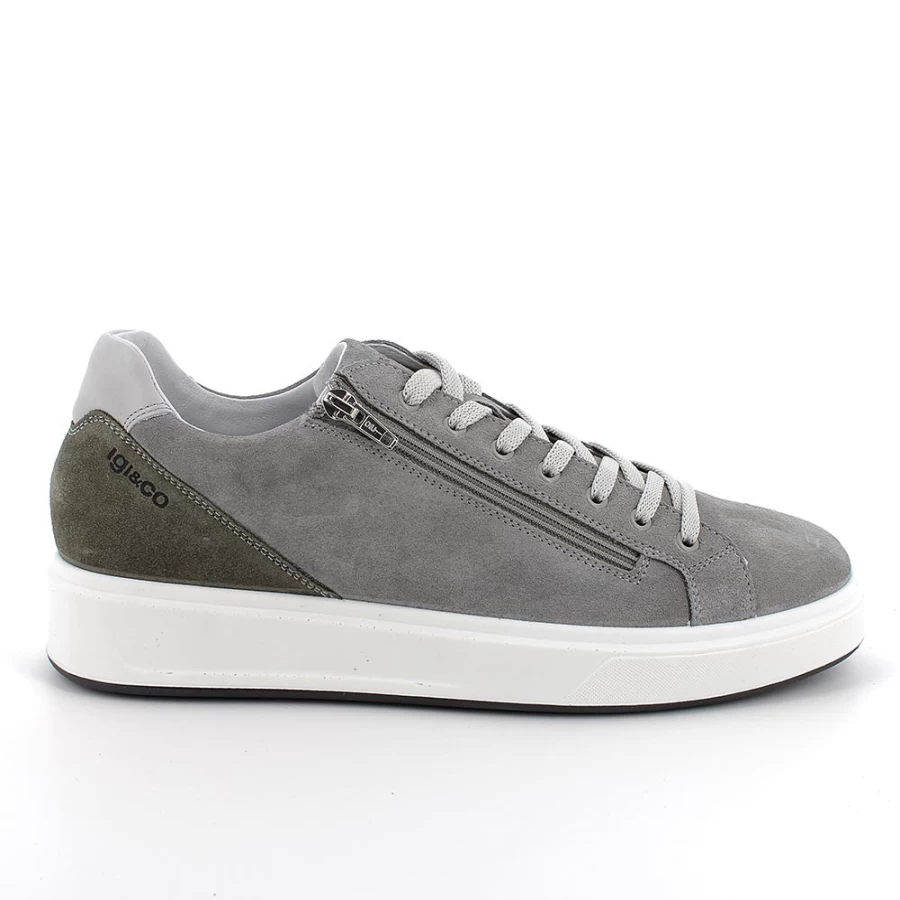 "Igi&Co Men's Grey Leather Sneakers for Style and Comfort"