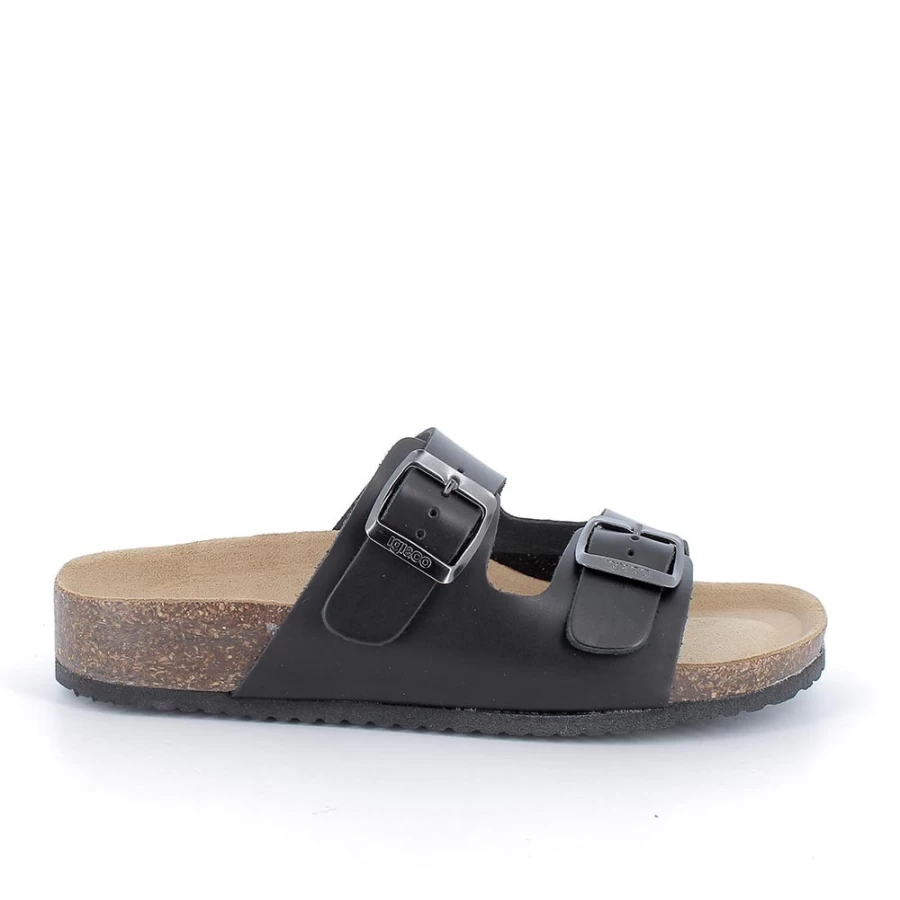 "Igi&Co Women's Black Leather Sandals – Stylish & Comfortable Footwear"
