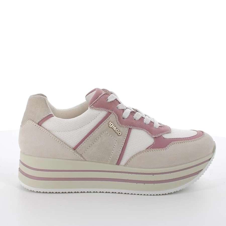 "Igi&Co Women's Pearl-White Wedge Sneakers for Style and Comfort"