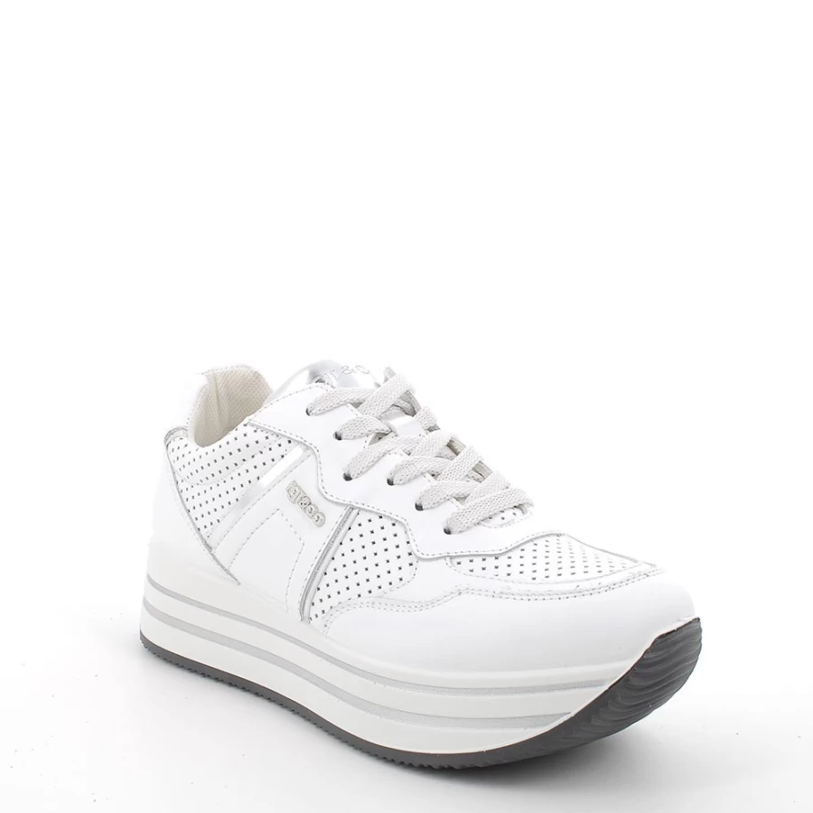 "Igi&Co Women's White Leather Wedge Sneakers for Style and Comfort"