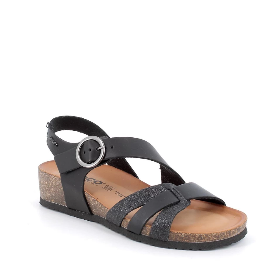"Igi&Co Women's Black Leather Sandals – Stylish & Comfortable Footwear"