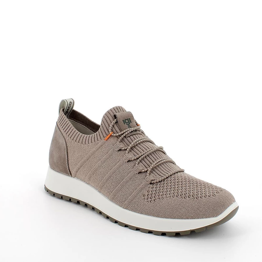 "Igi&Co Men's Beige Sneaker Sock Hybrid Shoes – Comfortable & Stylish"