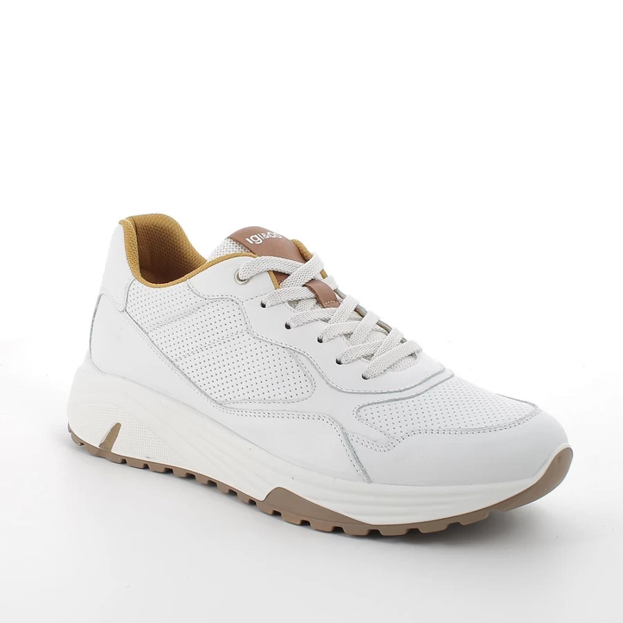 "Igi&Co Men's White Leather Sneakers – Premium Comfort & Style"