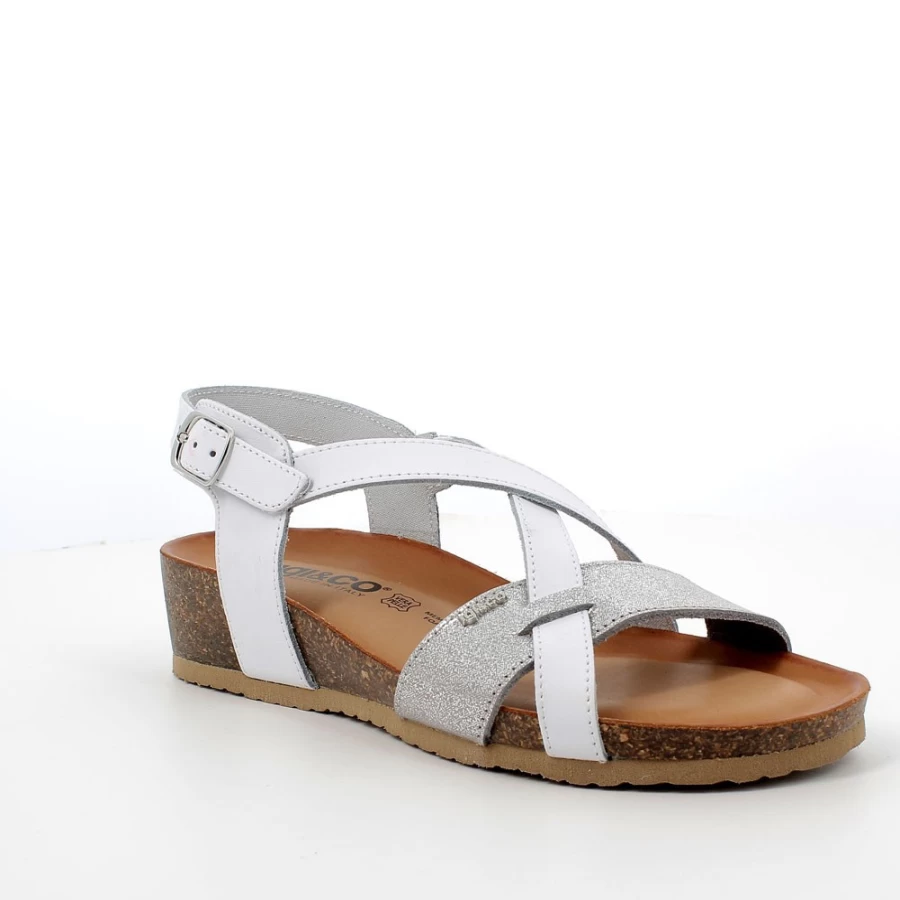 "Igi&Co Women's White Silver Leather Wedge Sandals – Stylish & Comfortable"