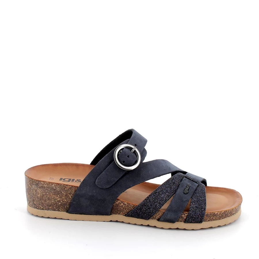 "Igi&Co Women's Blue Leather Sandals – Stylish & Comfortable Footwear"